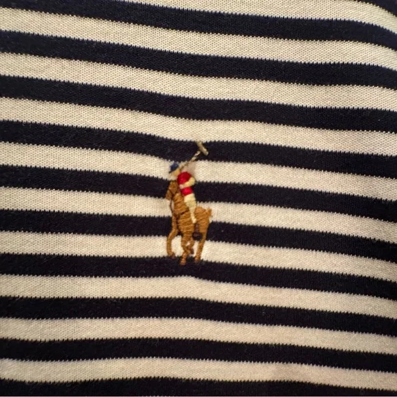 Polo Ralph Lauren Classic Fit Soft Cotton Polo Shirt XXL Navy/White Striped EUC - Picture 4 of 13